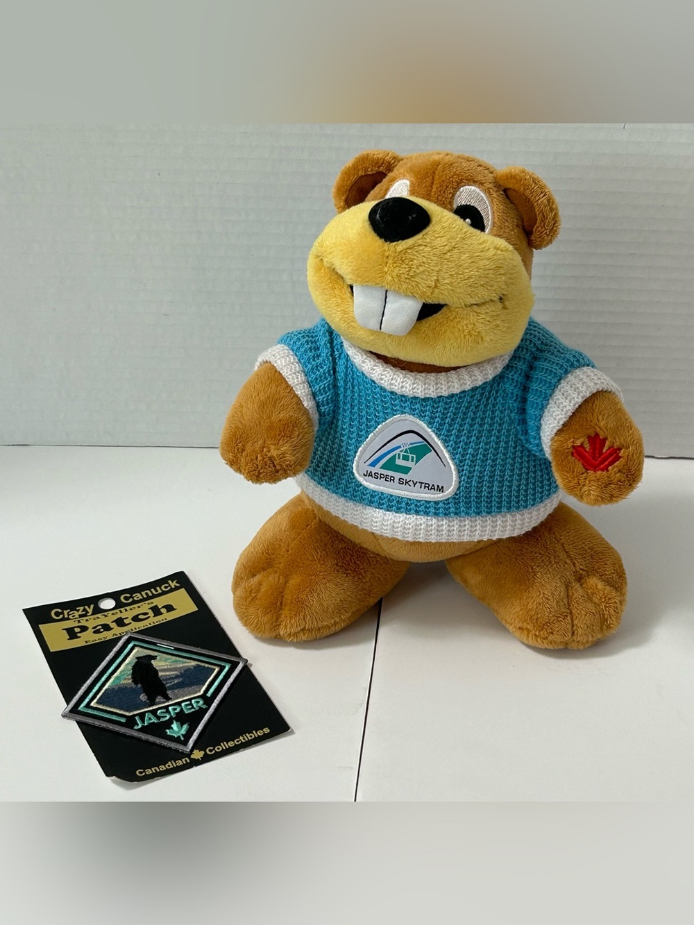 Jasper Skytram Plush Beaver Mascot with Iron On Patch